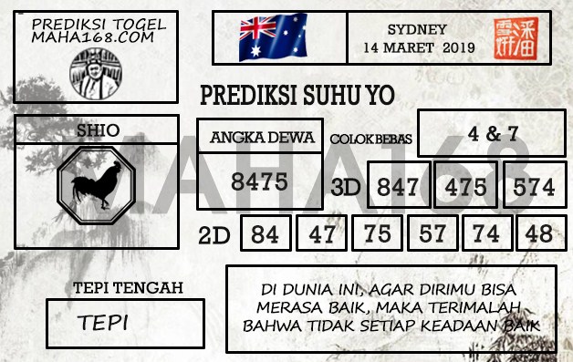 Prediksi Togel Sydney Hari Ini Tanggal 14 Maret 2019