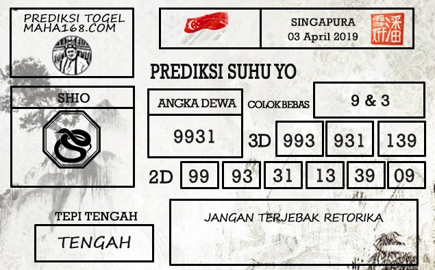 Prediksi Togel Singapore Hari Ini Tanggal 03 April 2019