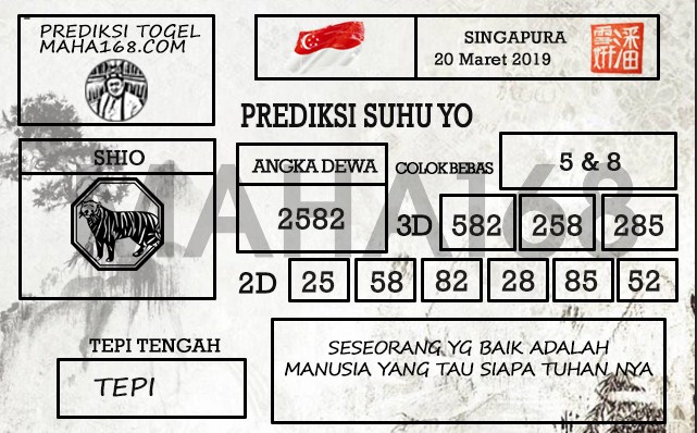 Prediksi Togel Singapore Hari Ini Tanggal 20 Maret 2019