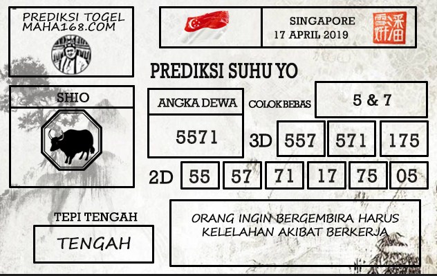 Prediksi Togel Singapore Hari Ini Tanggal 17 April 2019