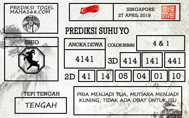 Prediksi Togel Singapura Hari Ini Tanggal 27 April 2019