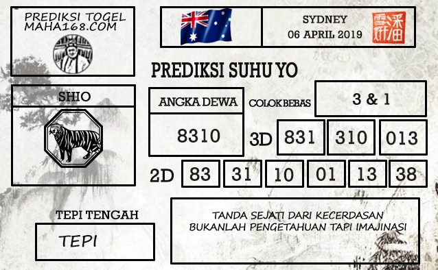 Prediksi Togel Sydney Hari Ini Tanggal 06 April 2019