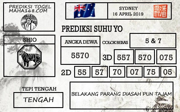 Prediksi Togel Sydney Hari Ini Tanggal 16 April 2019
