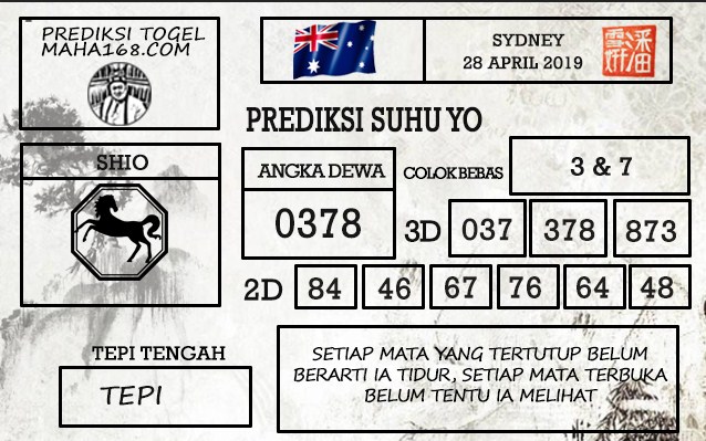 Prediksi Togel Sydney Hari Ini Tanggal 28 April 2019