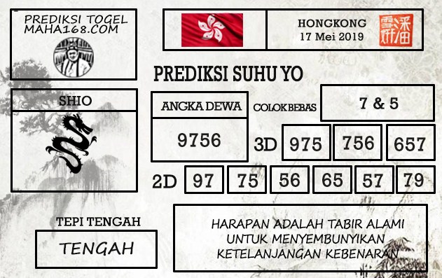 Prediksi Togel Hongkong Hari Ini Tanggal 17 Mei 2019