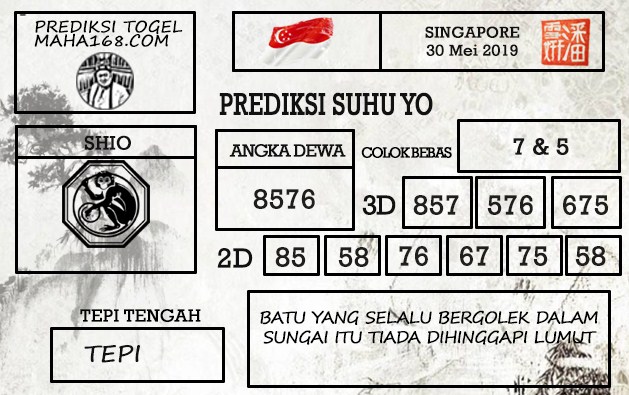 Prediksi Togel Singapore Hari Ini Tanggal 30 Mei 2019