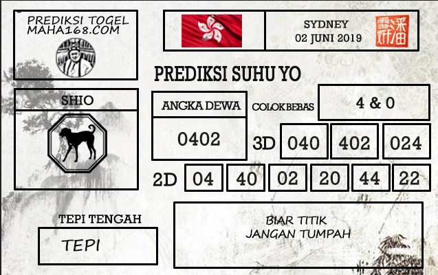 Prediksi Togel Sydney Hari Ini Tanggal 02 Juni 2019