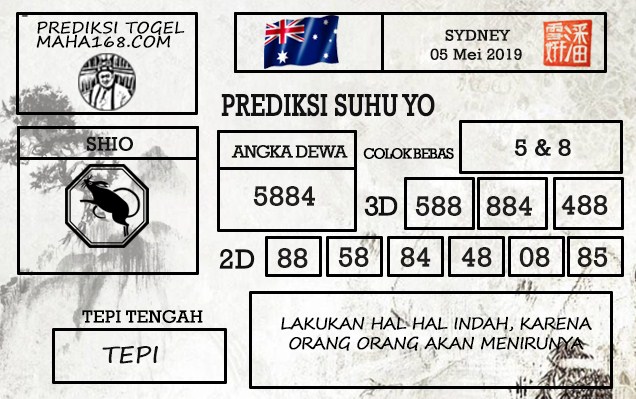 Prediksi Togel Sydney Hari Ini Tanggal 05 Mei 2019
