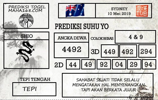 Prediksi Togel Sydney Hari Ini Tanggal 10 Mei 2019
