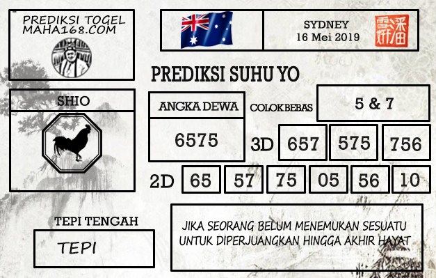 Prediksi Togel Sydney Hari Ini Tanggal 16 Mei 2019