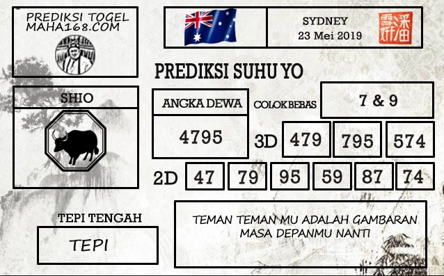 Prediksi Togel Sydney Hari Ini Tanggal 23 Mei 2019