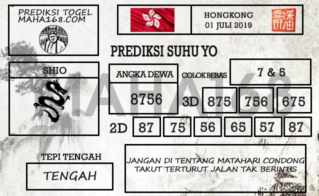Prediksi Togel Hongkong Hari Ini Tanggal 01 Juli 2019