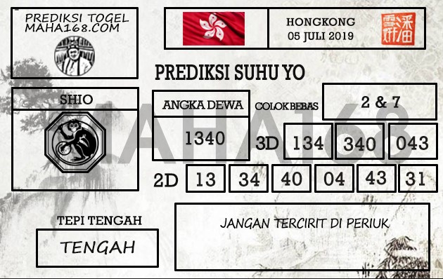 Prediksi Togel Hongkong Hari Ini Tanggal 05 Juli 2019