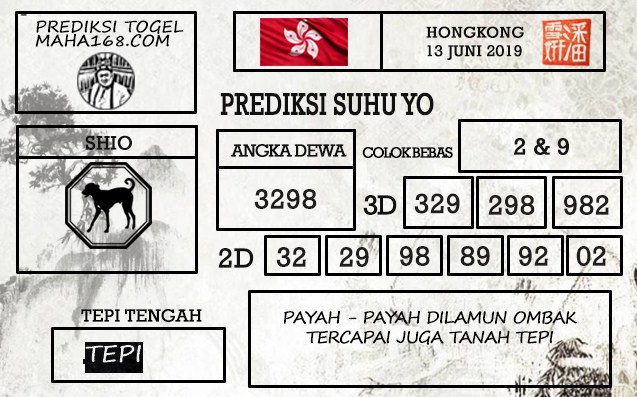 Prediksi Togel Hongkong Hari Ini Tanggal 13 Juni 2019