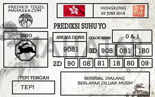 Prediksi Togel Hongkong Hari Ini Tanggal 22 Juni 2019
