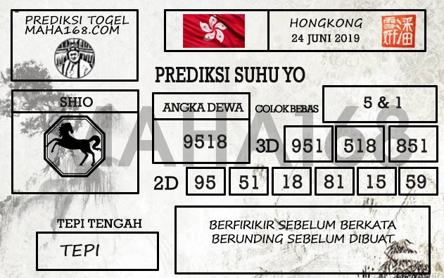 Prediksi Togel Hongkong Hari Ini Tanggal 24 Juni 2019