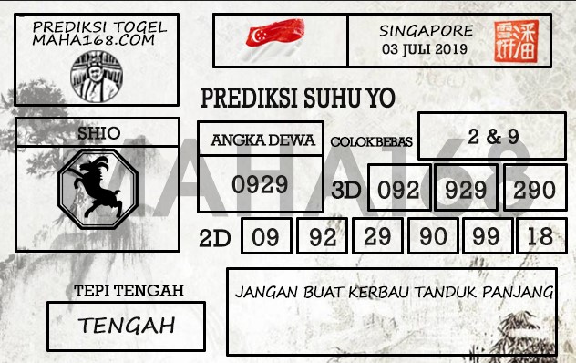 Prediksi Togel Singapore Hari Ini Tanggal 03 Juli 2019