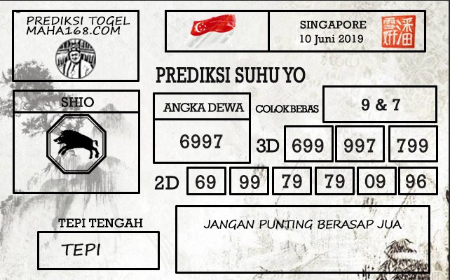 Prediksi Togel Singapore Hari Ini Tanggal 10 Juni 2019