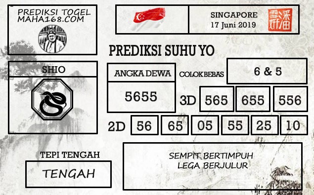 Prediksi Togel Singapore Hari Ini Tanggal 17 Juni 2019