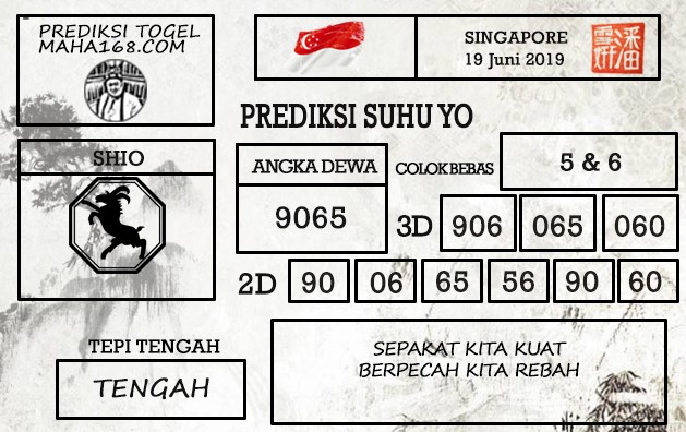 Prediksi Togel Singapore Hari Ini Tanggal 19 Juni 2019