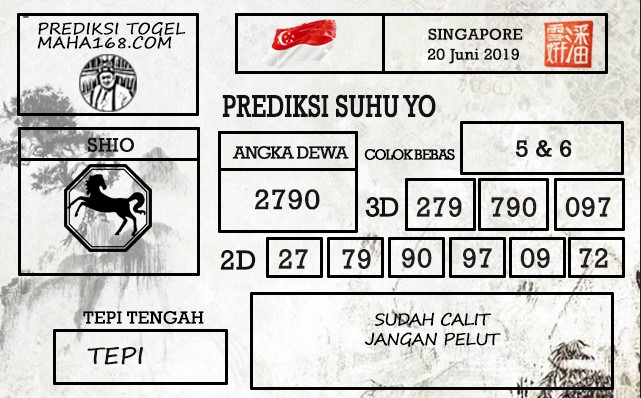Prediksi Togel Singapore Hari Ini Tanggal 20 Juni 2019