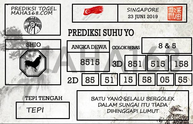 Prediksi Togel Singapore Hari Ini Tanggal 23 Juni 2019
