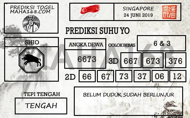 Prediksi Togel Singapore Hari Ini Tanggal 24 Juni 2019
