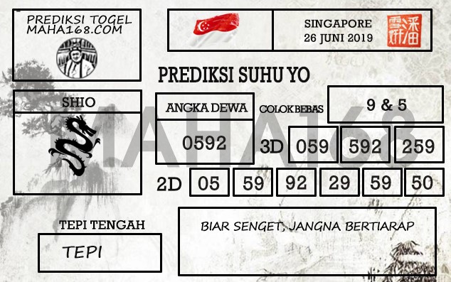 Prediksi Togel Singapore Hari Ini Tanggal 26 Juni 2019