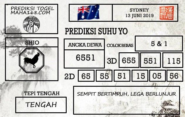 Prediksi Togel Sydney Hari Ini Tanggal 13 Juni 2019