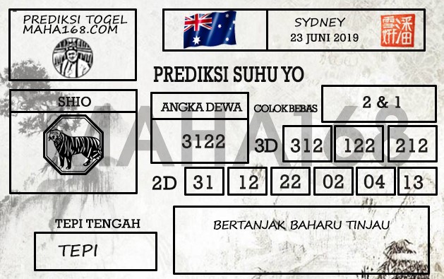 Prediksi Togel Sydney Hari Ini Tanggal 23 Juni 2019