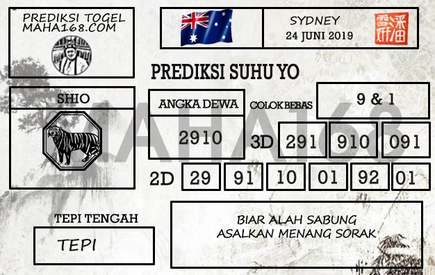Prediksi Togel Sydney Hari Ini Tanggal 24 Juni 2019