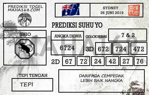 Prediksi Togel Sydney Hari Ini Tanggal 26 Juni 2019
