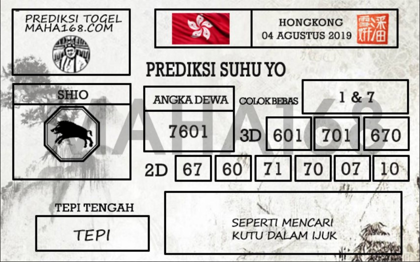 Prediksi Togel Hongkong Hari Ini Tanggal 04 Agustus