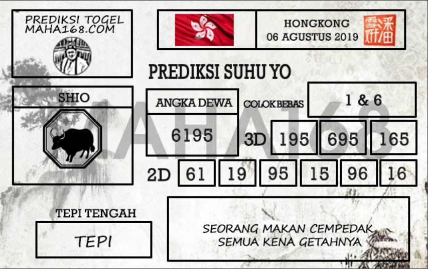 Prediksi Togel Hongkong Hari Ini Tanggal 06 Agustus