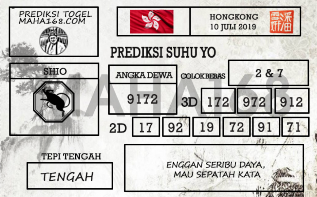 Prediksi Togel Hongkong Hari Ini Tanggal 10 Juli