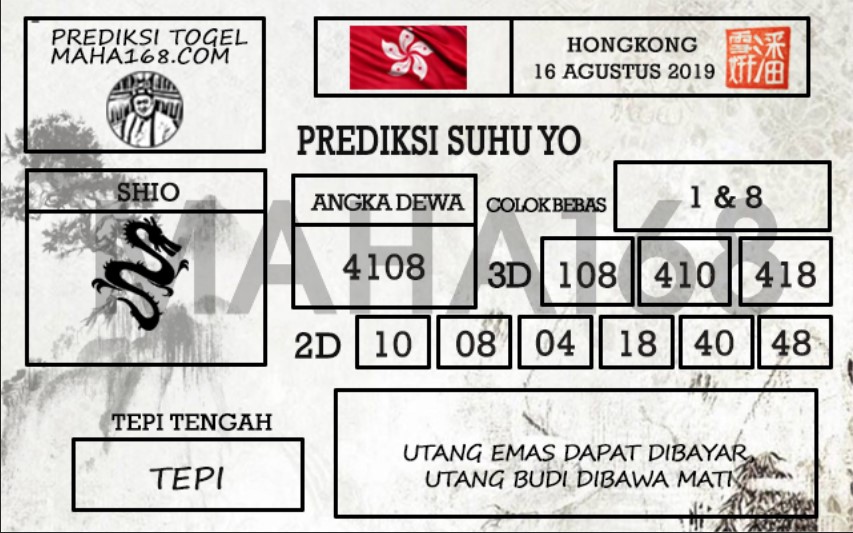 Prediksi Togel Hongkong Hari Ini Tanggal 16 Agustus