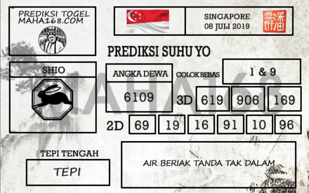 Prediksi Togel Singapore Hari Ini Tanggal 08 Juli