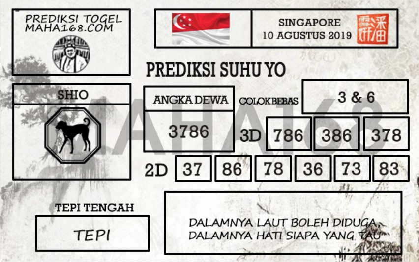 Prediksi Togel Singapore Hari Ini Tanggal 10 Agustus