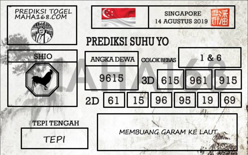 Prediksi Togel Singapore Hari Ini Tanggal 14 Agustus