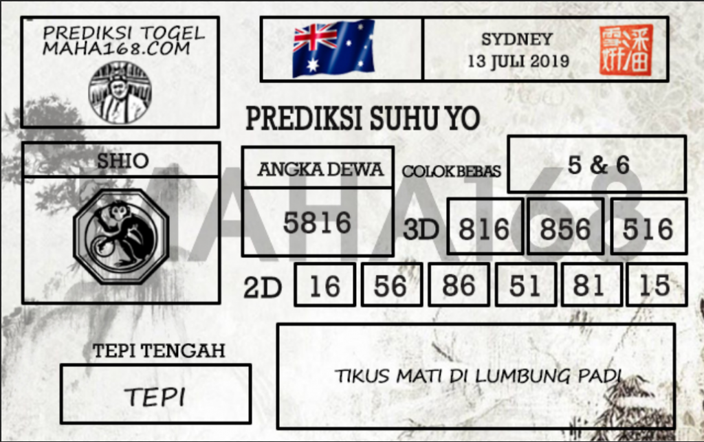 Prediksi Togel Sydney Hari Ini Tanggal 13 Juli