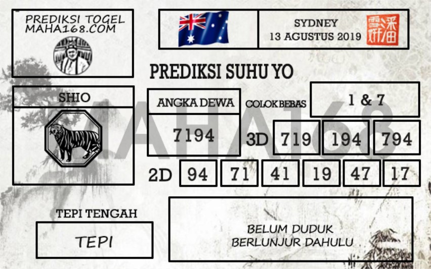 Prediksi Togel Sydney Hari Ini Tanggal 13 Agustus